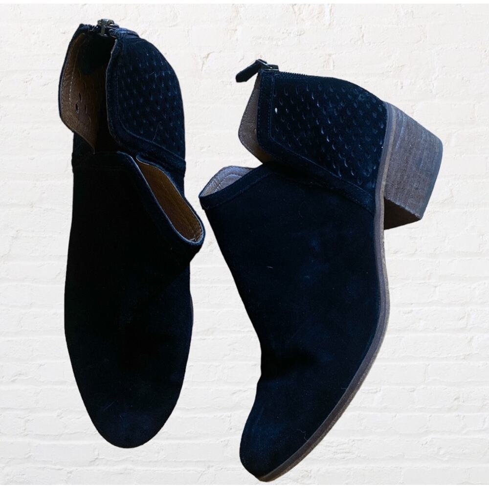 Susina black genuine suede leather booties